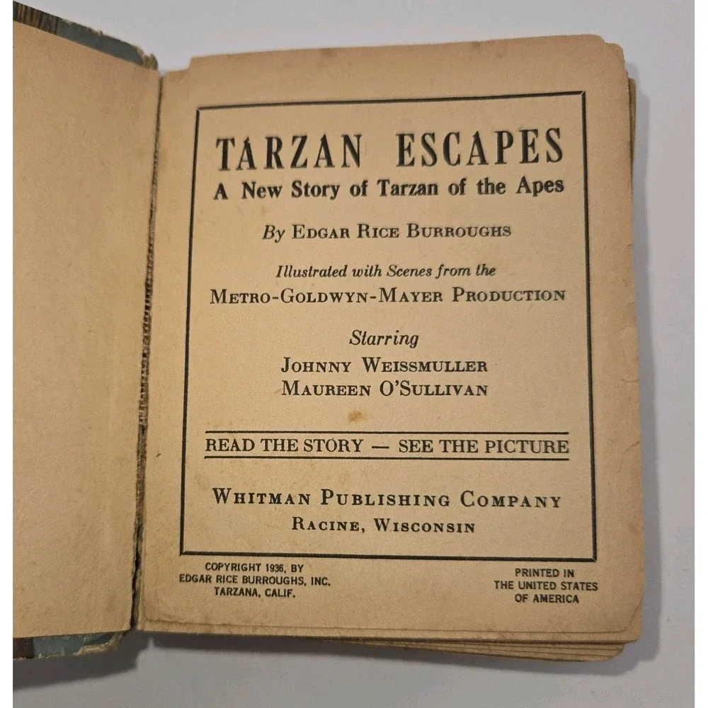 Tarzan‎ Escapes Johnny Weissmuller Movie Big Little Book BLB 1936 Movie Tie In